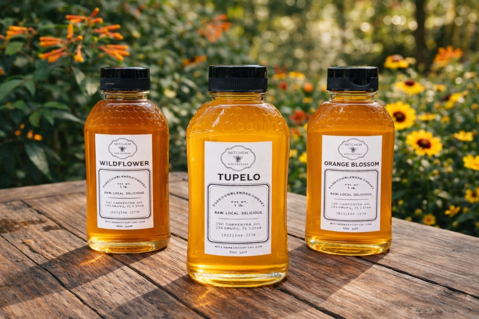 Honey bees pollinating bright orange butterflyweed blooms in a Florida garden during peak summer.