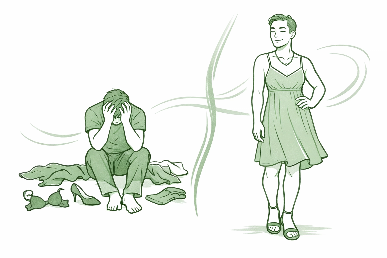 Cross-dresser's emotional journey from anxiety to self-acceptance and peace