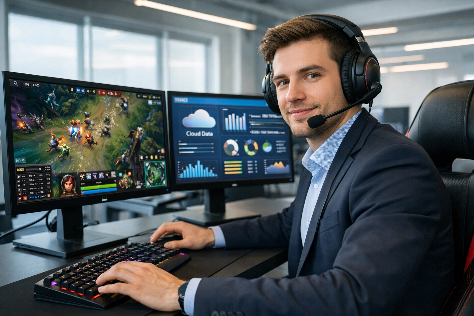 Esports gamer using cloud computing platforms for technical workforce training