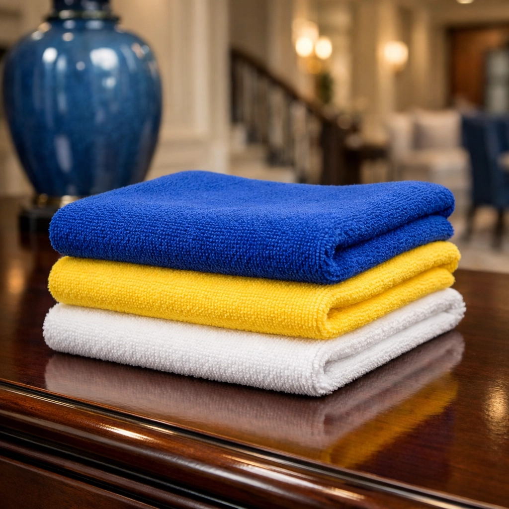 Color-coded microfiber cloths for professional luxury house cleaning Newton hygiene standards.