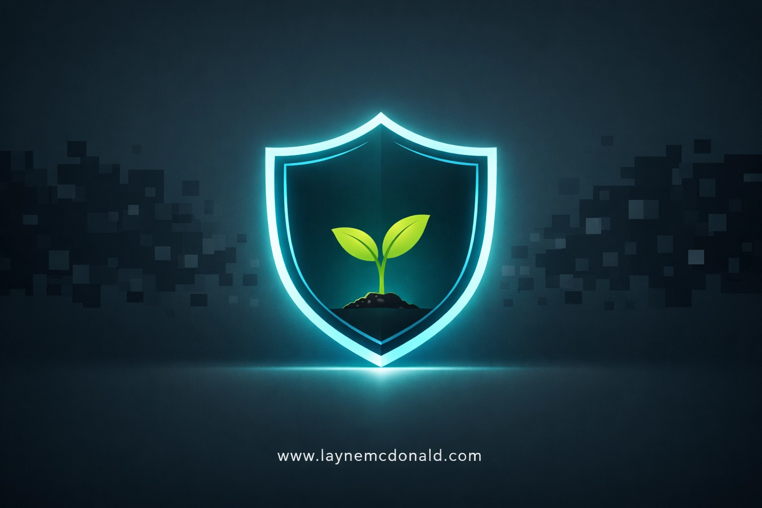 A symbolic shield protecting a growing sprout from digital threats, representing safe faith home internet safety.