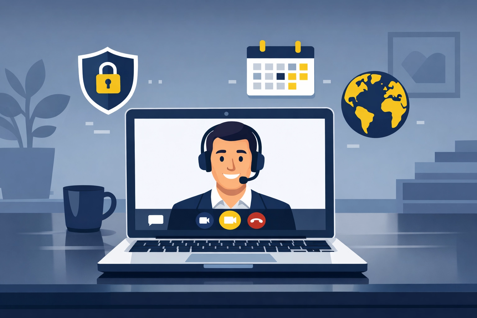 Professional tax expert conducting a remote consultation on a laptop for virtual tax preparation.