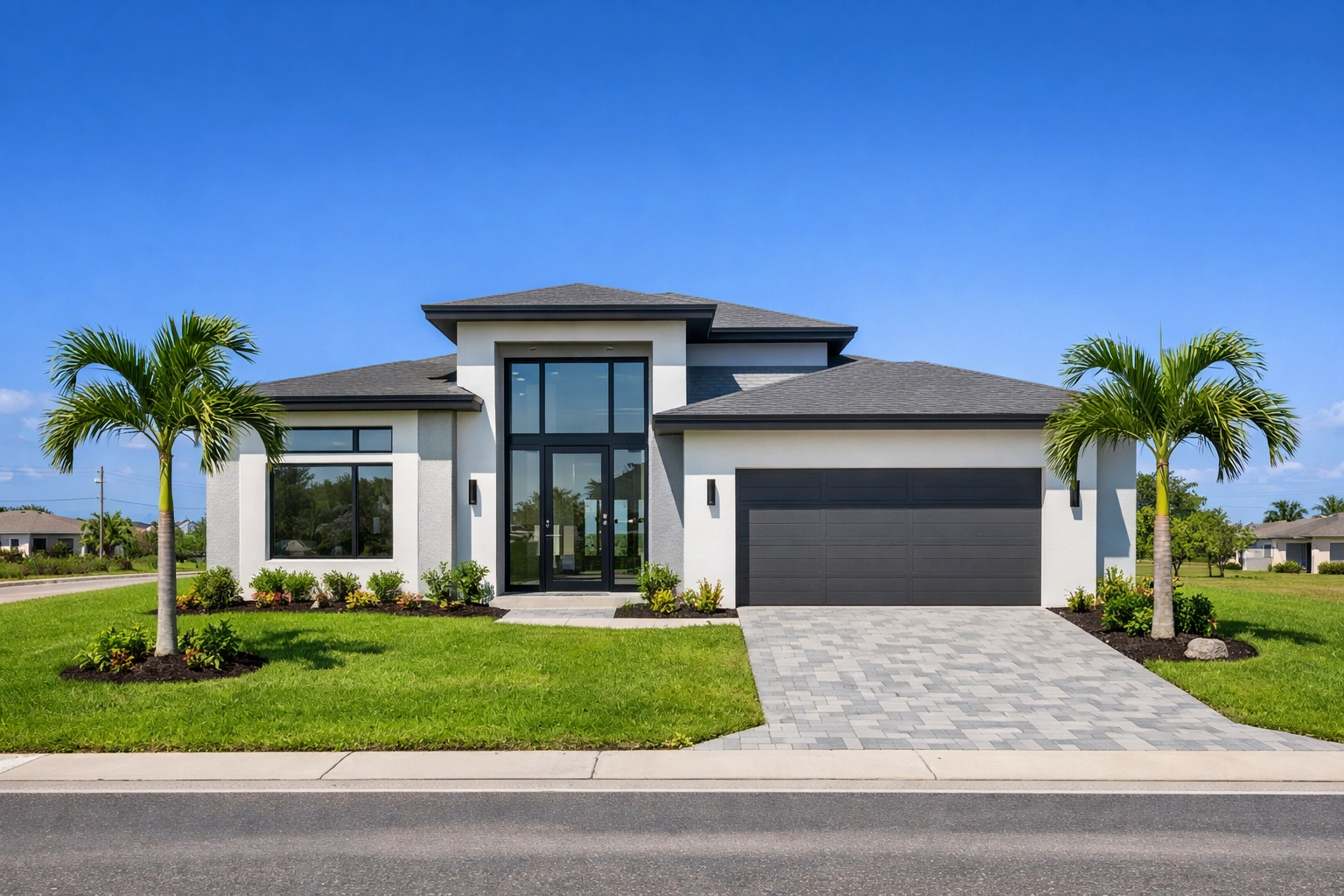 Modern new construction home in the Northwest Cape Coral quadrant representing growth.