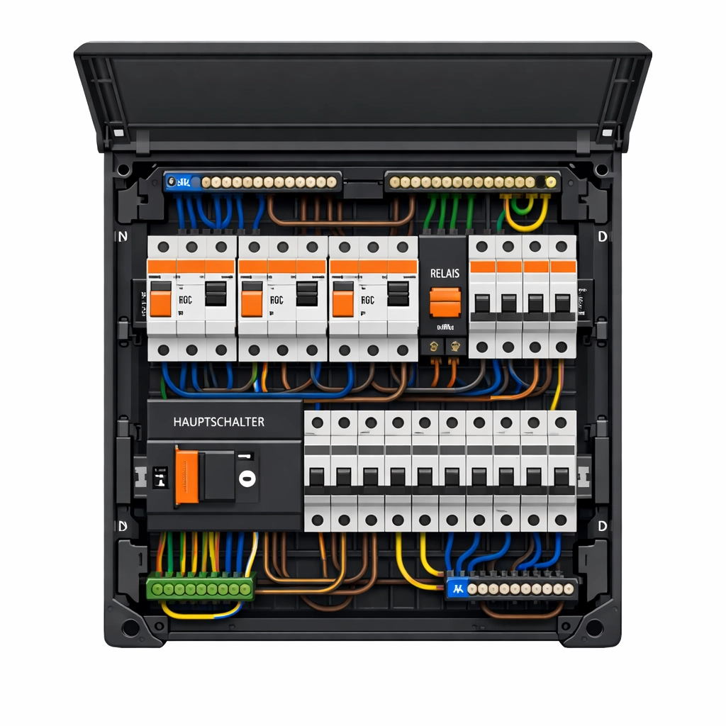 Verteilerkasten mit Sicherungen für Wärmepumpen-Elektrik Reparatur Wien