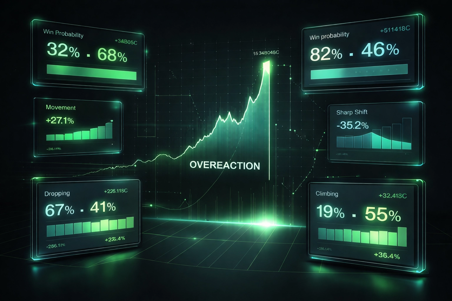 Live betting dashboard displaying rapid odds movement and market overreaction after a red card