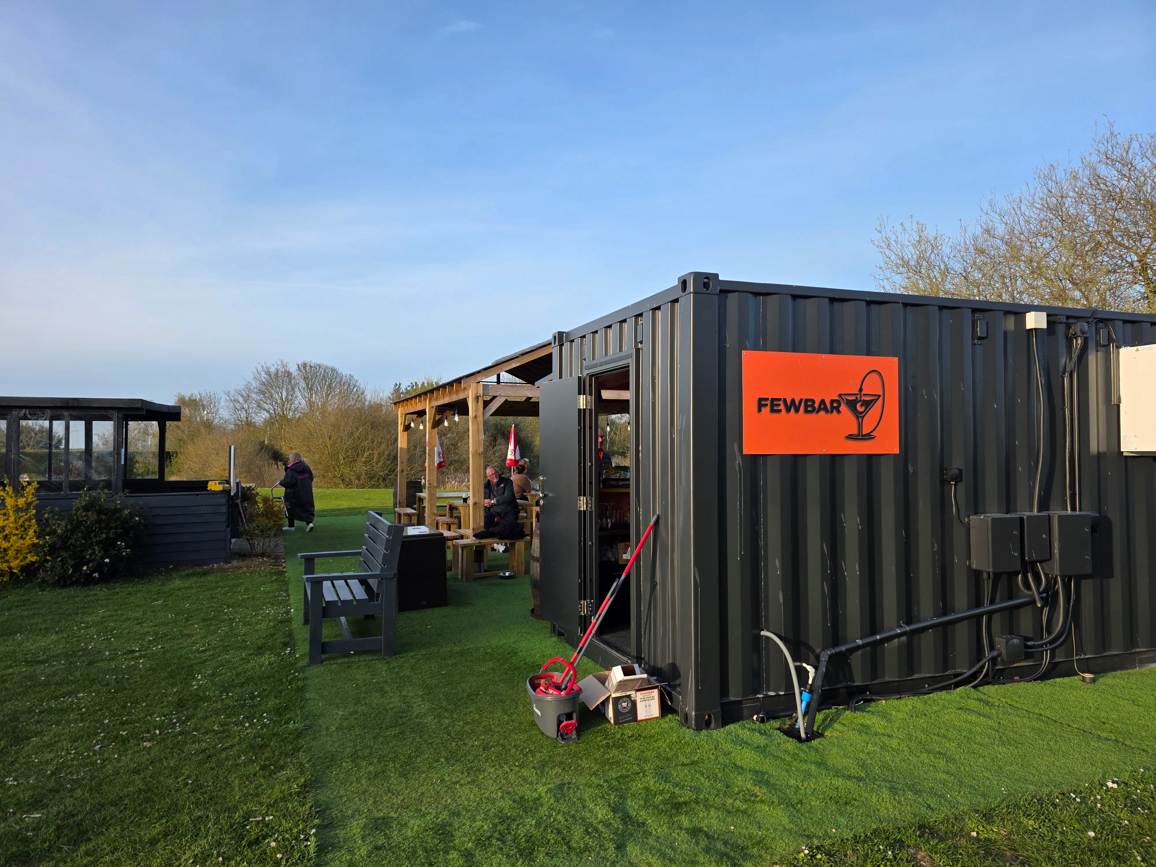 Fewbar outdoor social area at Fields End Water
