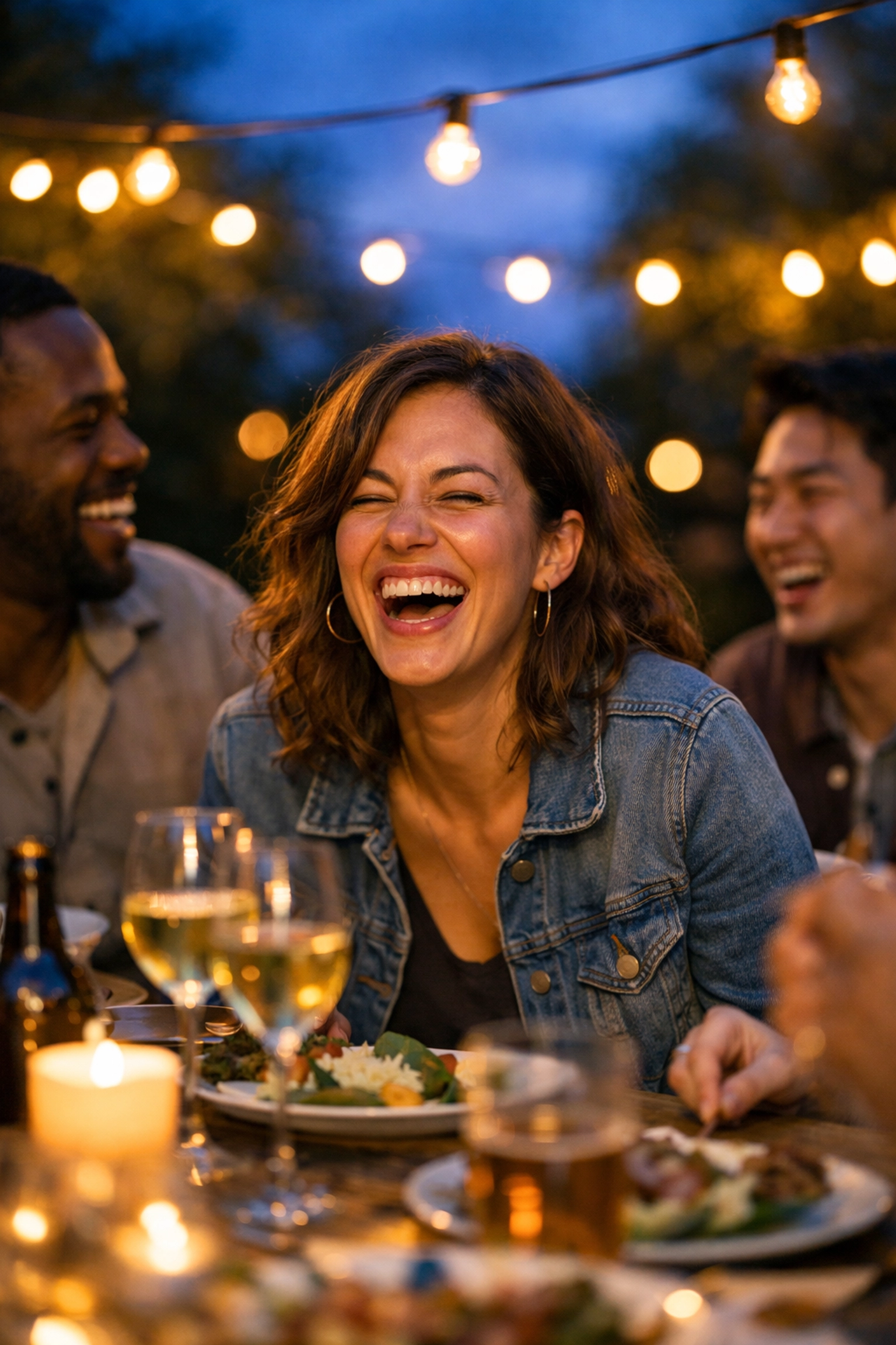 Authentic candid photography of friends laughing outdoors, reflecting today’s photography trends.