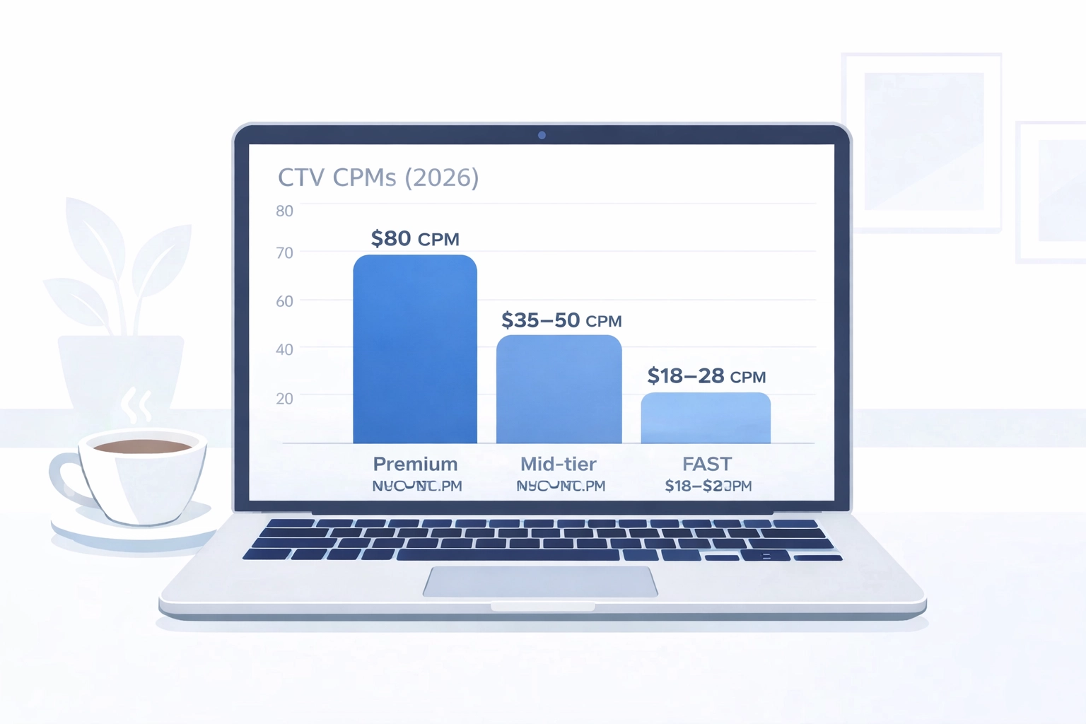 CTV advertising pricing dashboard showing CPM rates from $18-80 for political campaigns