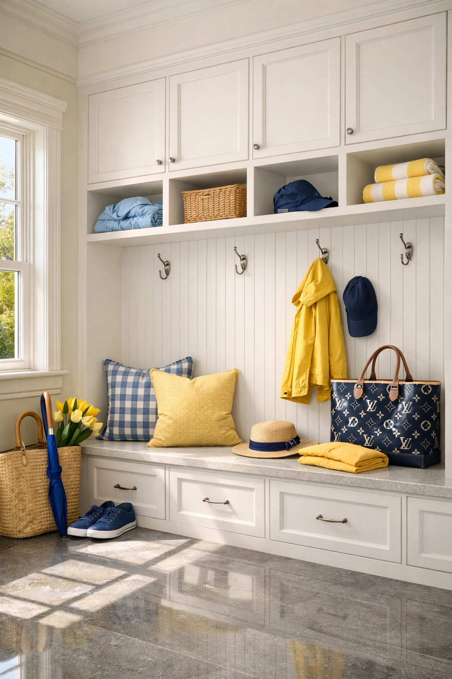 Spotless luxury mudroom following a spring cleaning reset by professional cleaners MA residential cleaning experts.