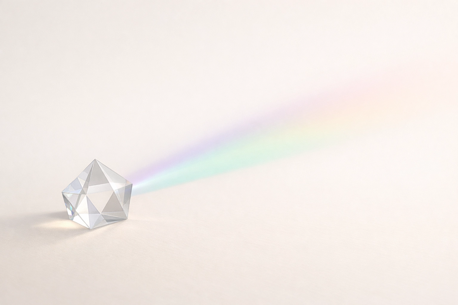 A glass prism reflecting a rainbow, representing the clarity of authentic LGBTQ leadership.