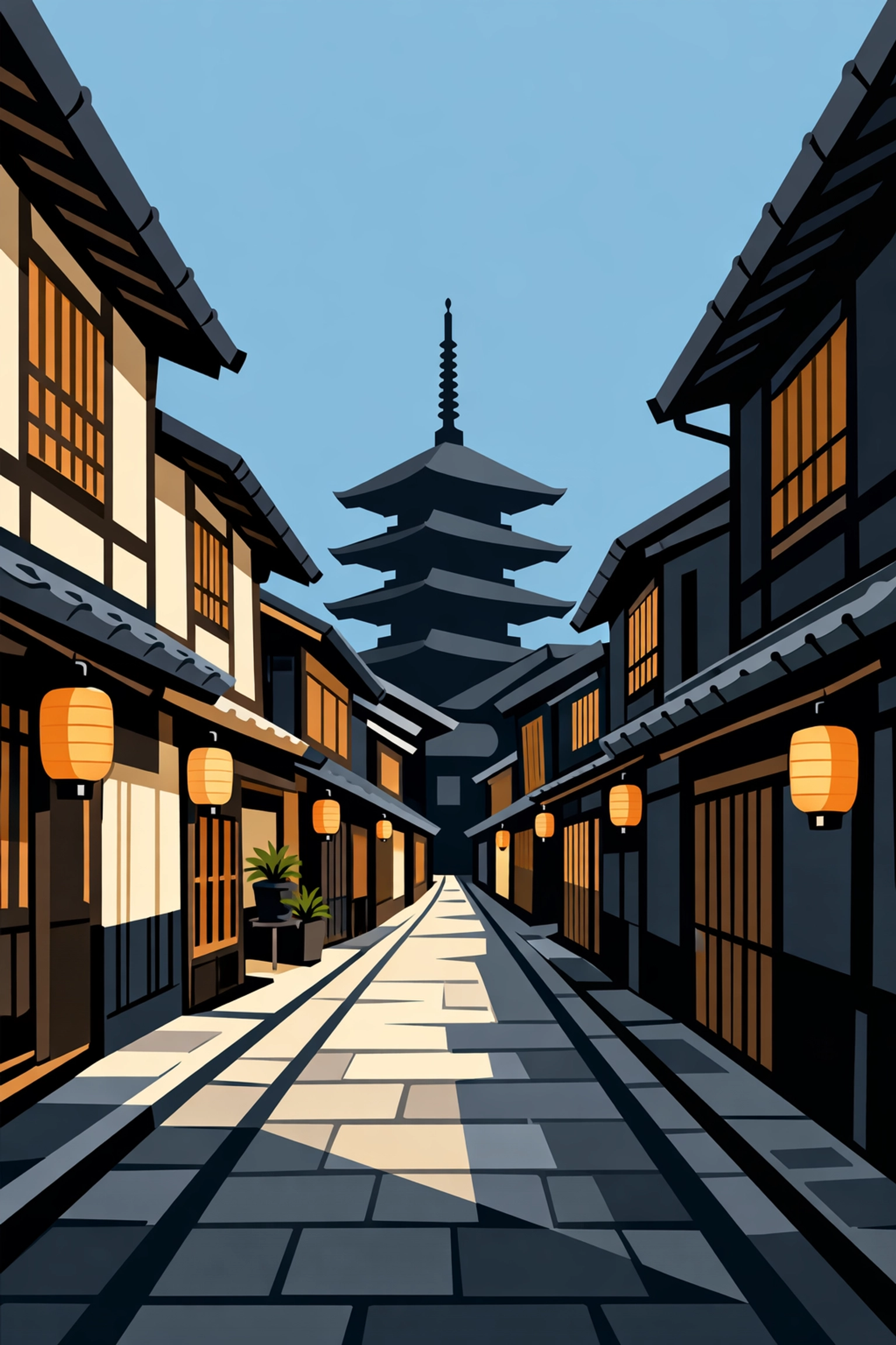 Top 10 Instagrammable Places in Kyoto for Your Next Trip 3 Minimalist view of the historic Higashiyama District streets and Yasaka Pagoda.