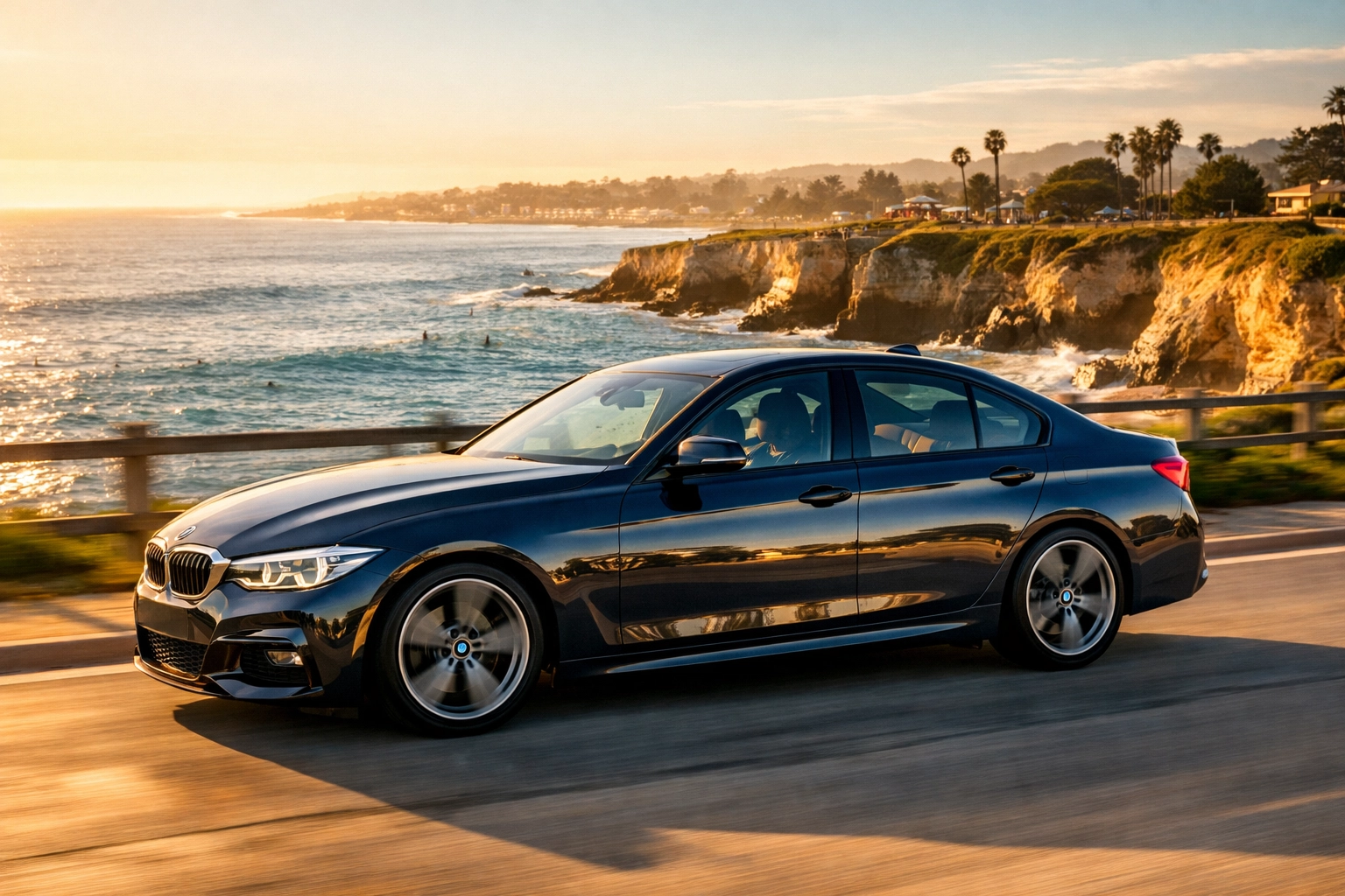 Reliable BMW cruising the Santa Cruz coast, reflecting the quality of expert BMW repair Santa Cruz.