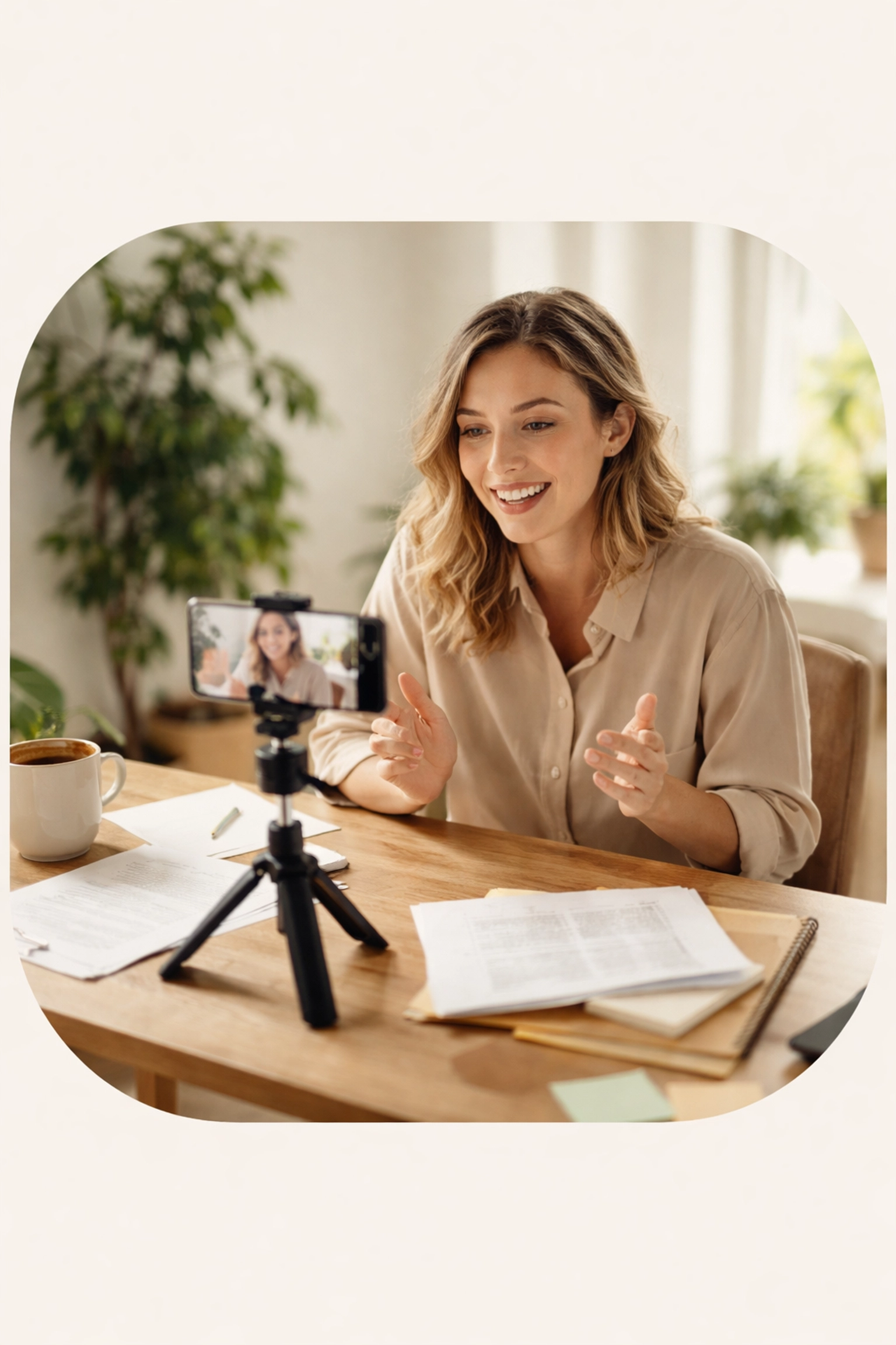 Small business owner creating authentic marketing content at a desk, emphasizing genuine branding in 2026.