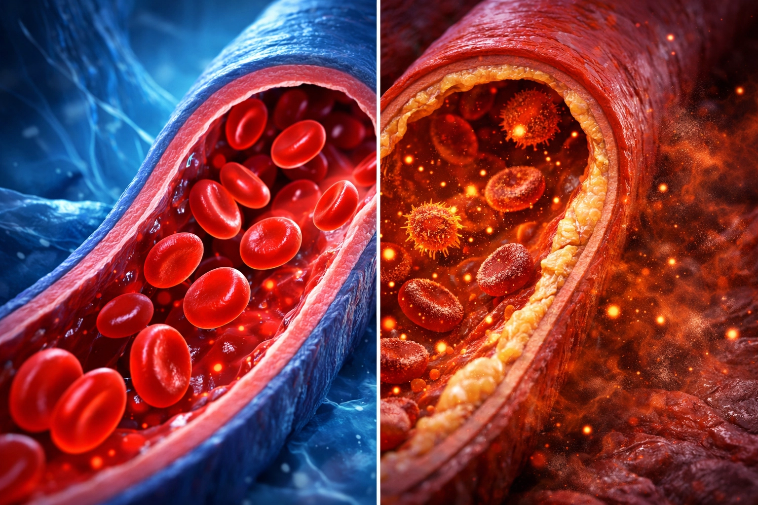 Comparison of healthy vascular tissue and inflammaging with oxidative stress markers in the bloodstream.
