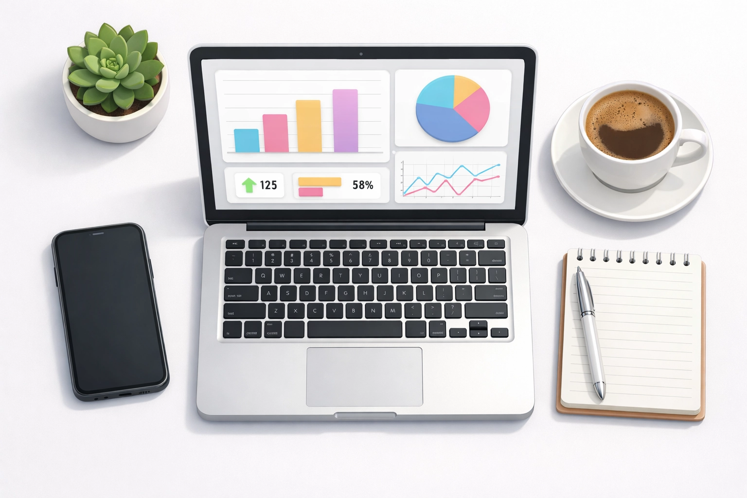 Modern law office desk with AI receptionist dashboard managing calls and client communications