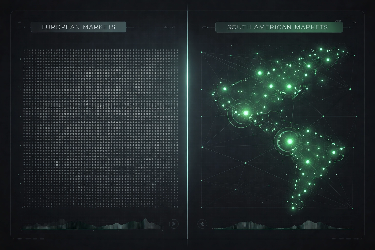 Value Guide - a visual comparison of dense European football data to sparser South American betting markets, emphasising hidden value