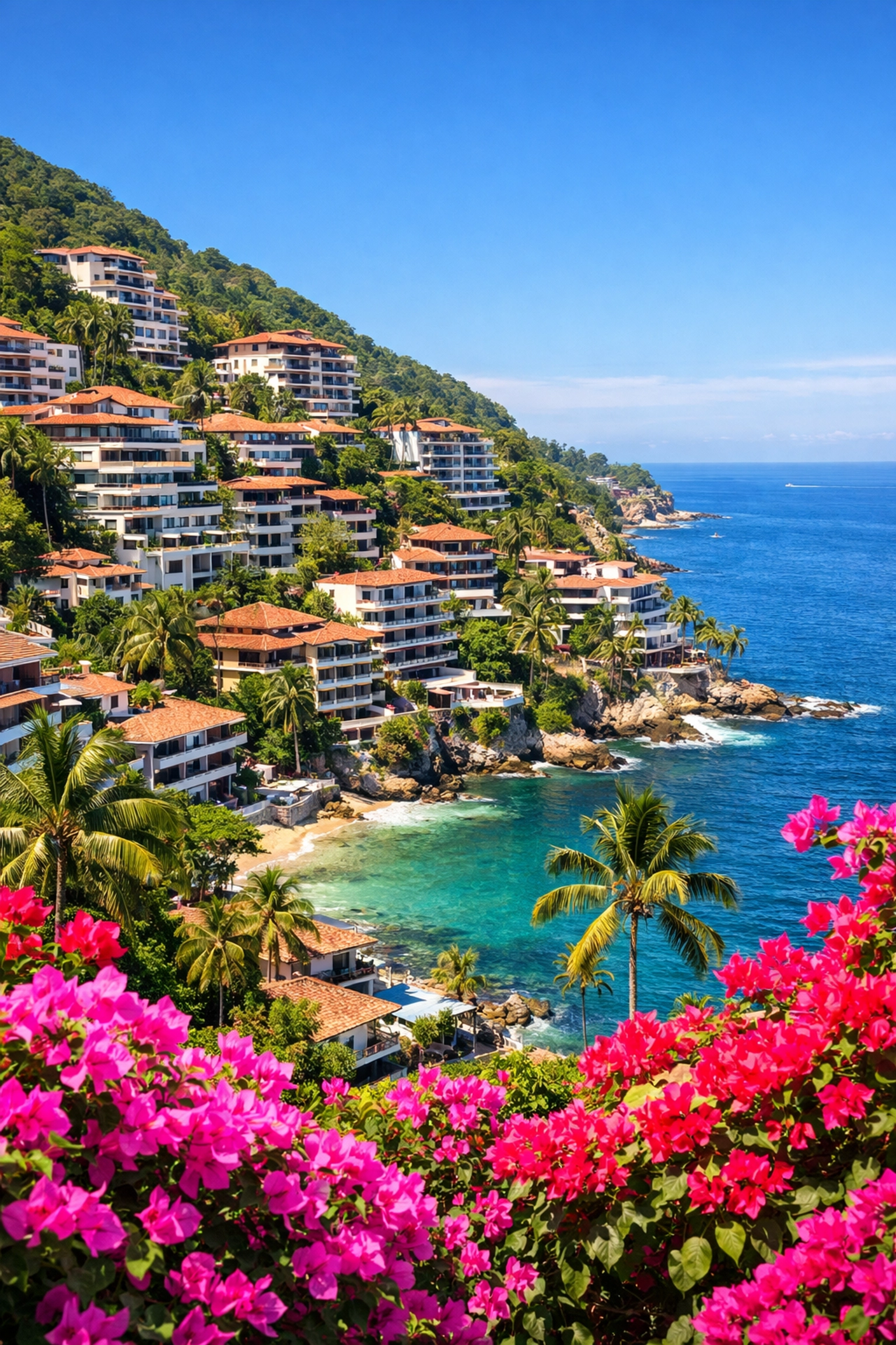 Amapas hillside condos overlooking Pacific Ocean in Puerto Vallarta