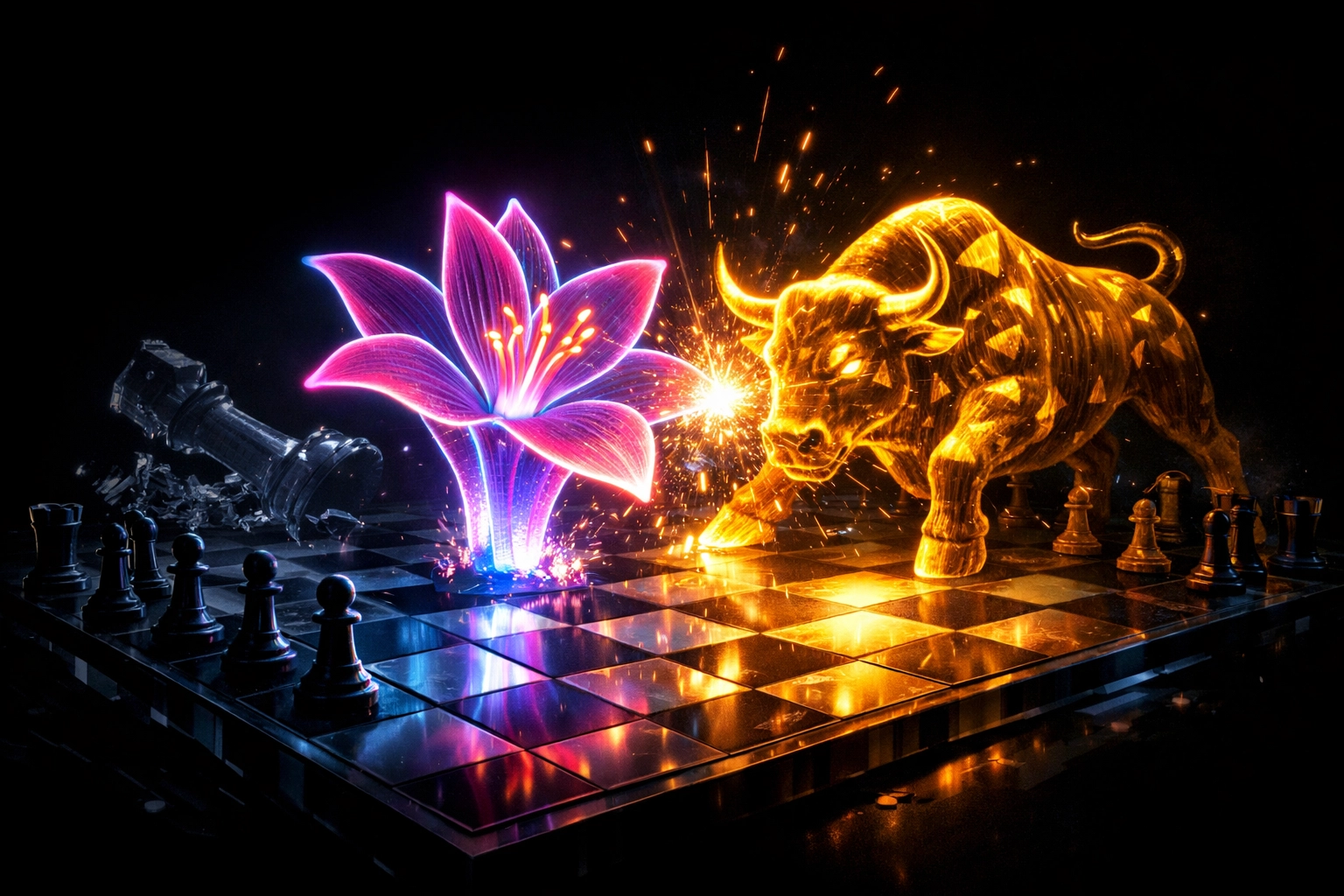 Holographic chess battle between Vegas and Mumbai startups, surpassing the old guard of startups in California.