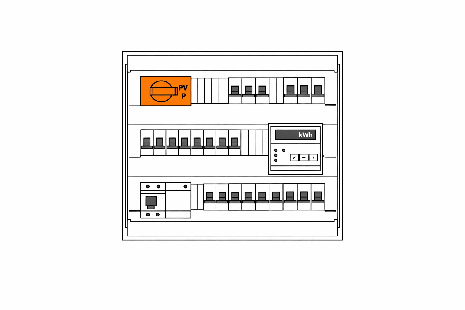 Illustration eines Elektroverteilers für die Photovoltaik-Anlage Installation und Netzanmeldung in Wien.