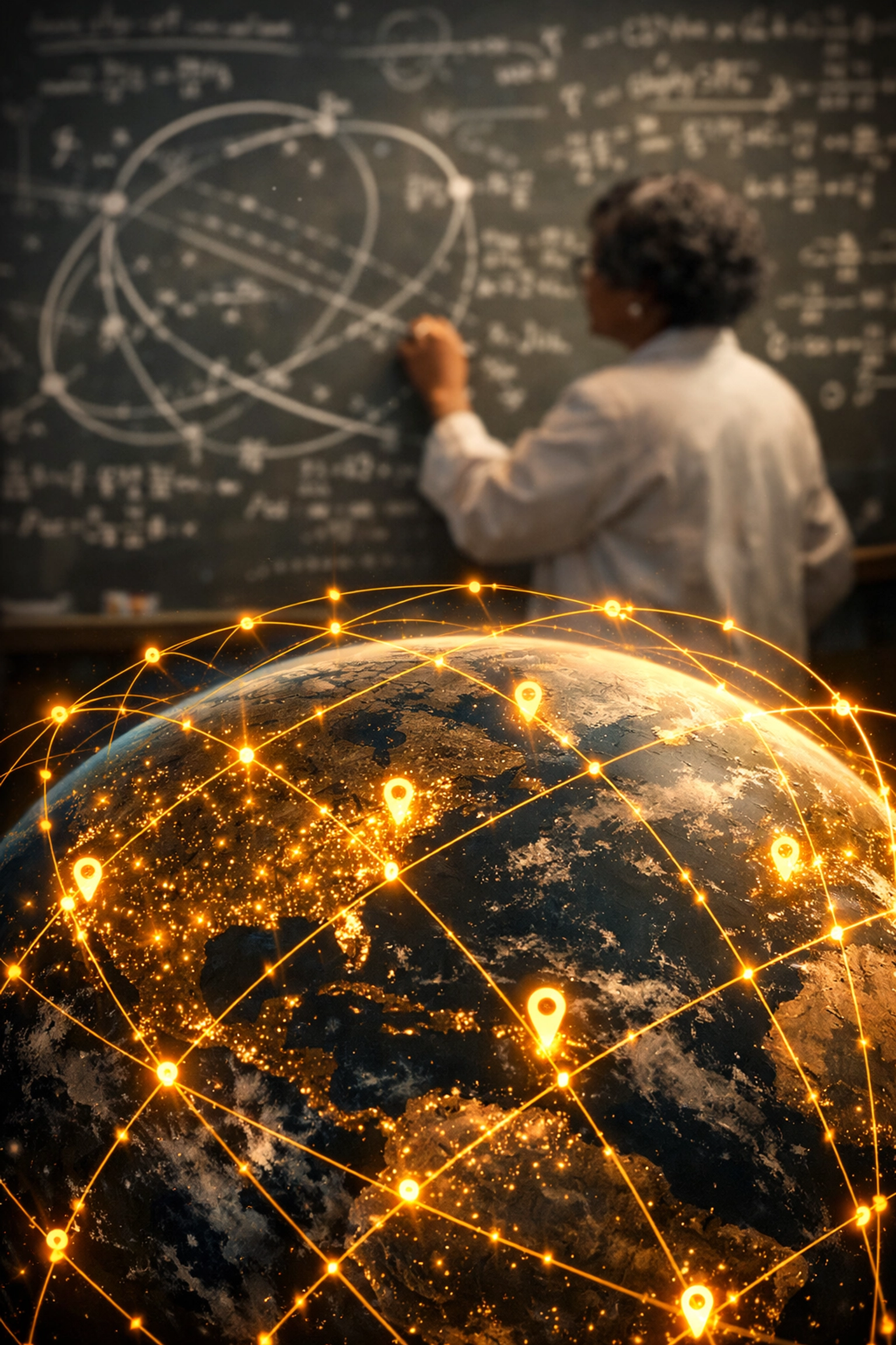 Dr. Gladys West calculating the mathematical equations that led to the development of modern GPS.