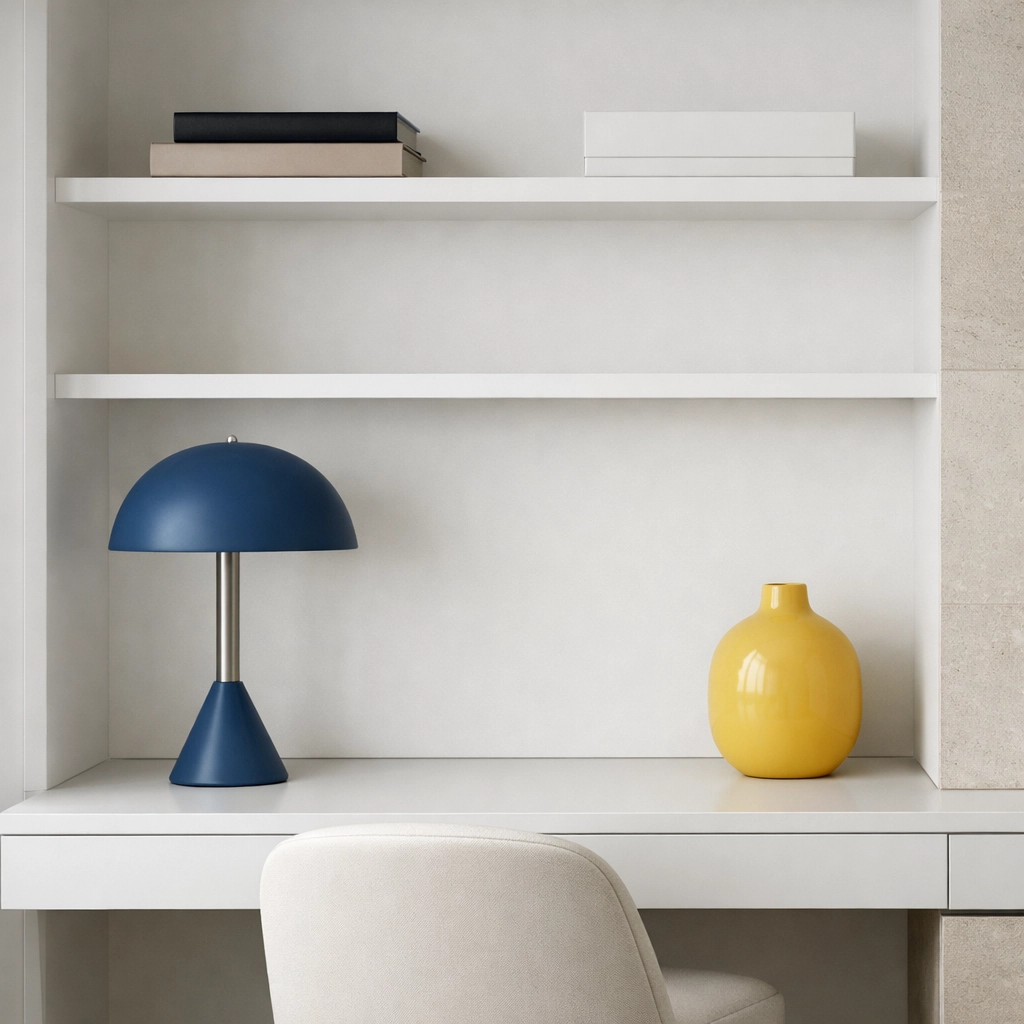 Organized minimalist workspace in a clean apartment, perfect for focusing without visual clutter.