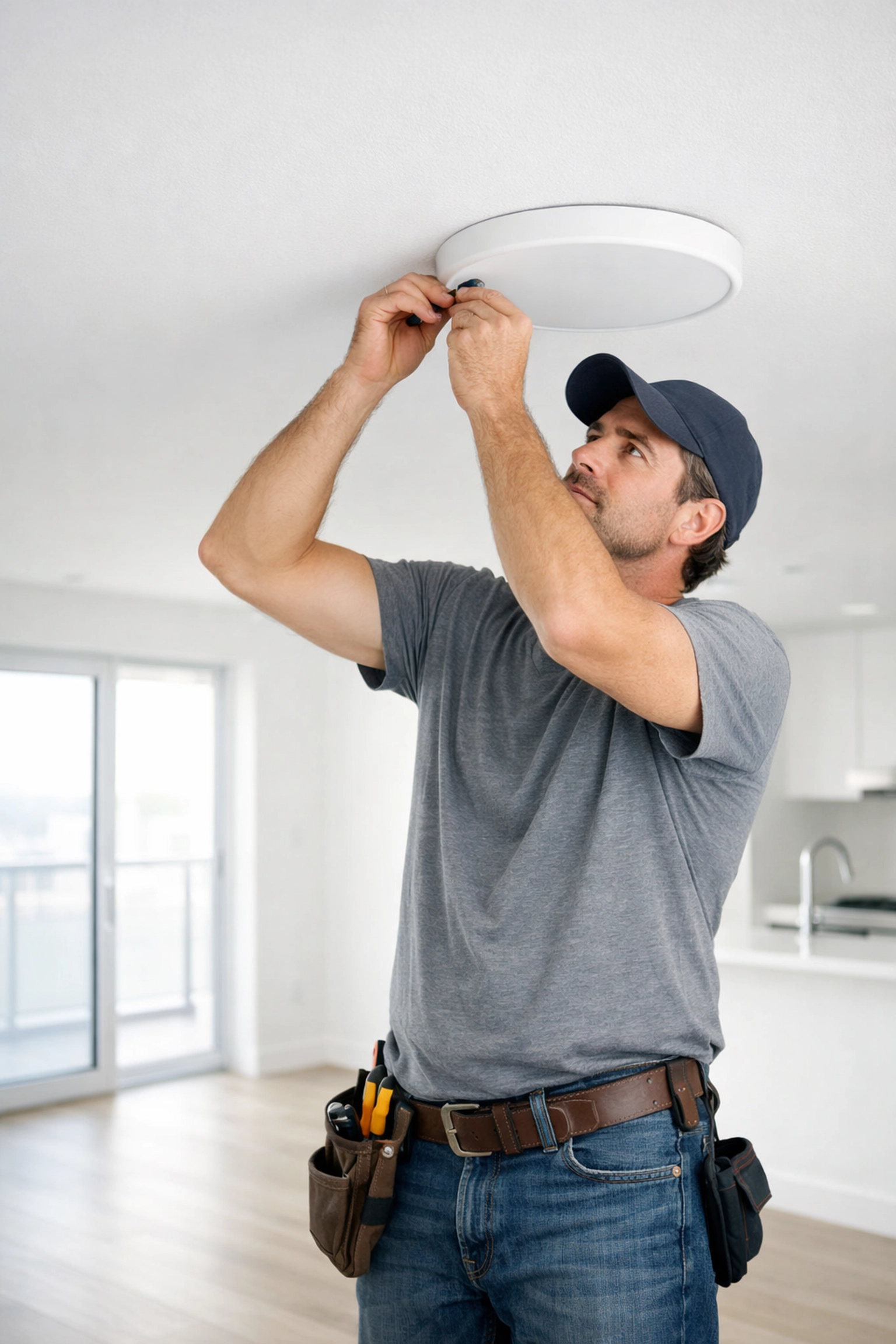 Dedicated make-ready technician working efficiently on apartment unit turnover and repairs