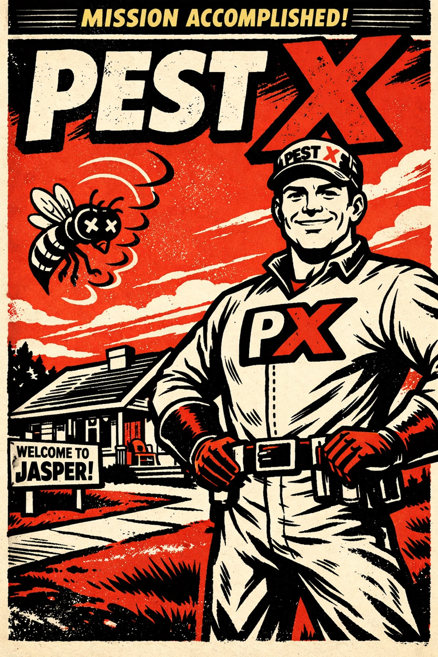 Heroic Pest X technician standing guard over a pest-free home in Jasper Alabama.