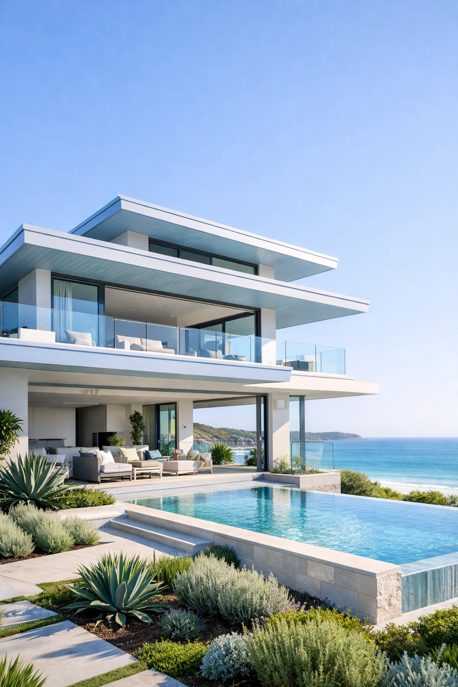 Modern Northern Beaches coastal home showing a sleek, wind-resistant roofline restored by professional Sydney roofers.