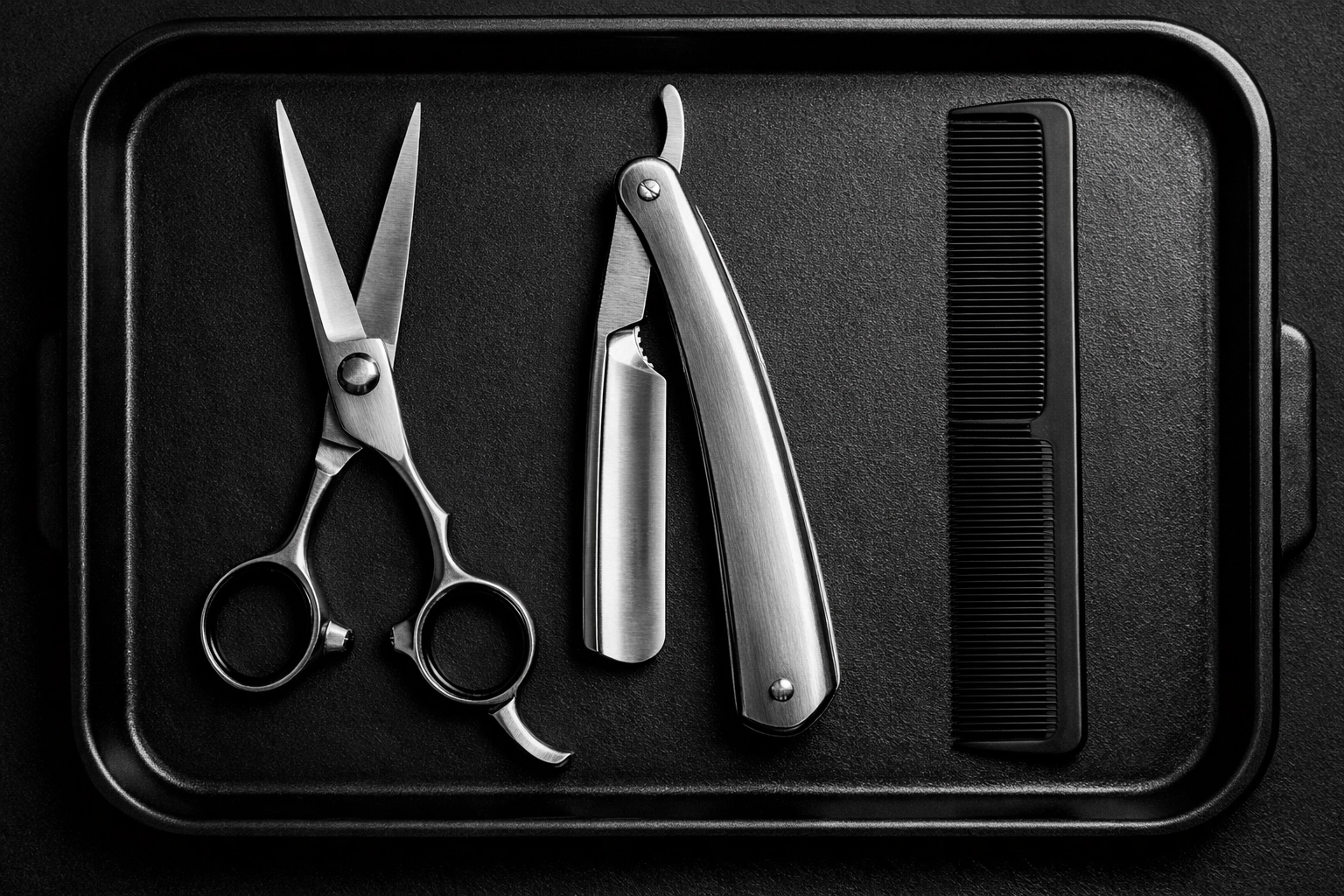 Professional sterilized barbering tools illustrating high safety and technical standards at X-Quisite Cutz.