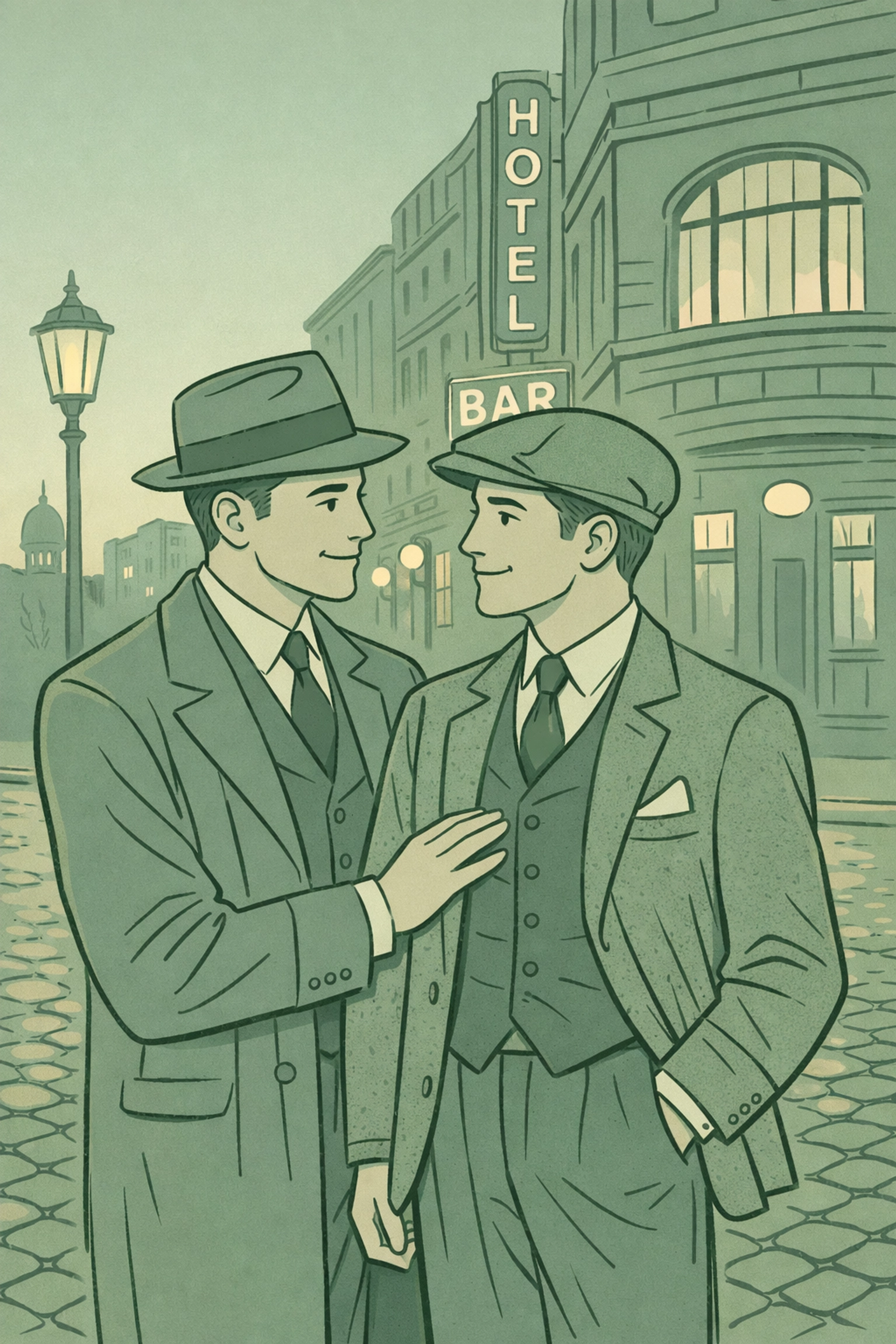 Historical gay romance scene in 1920s Berlin period drama setting