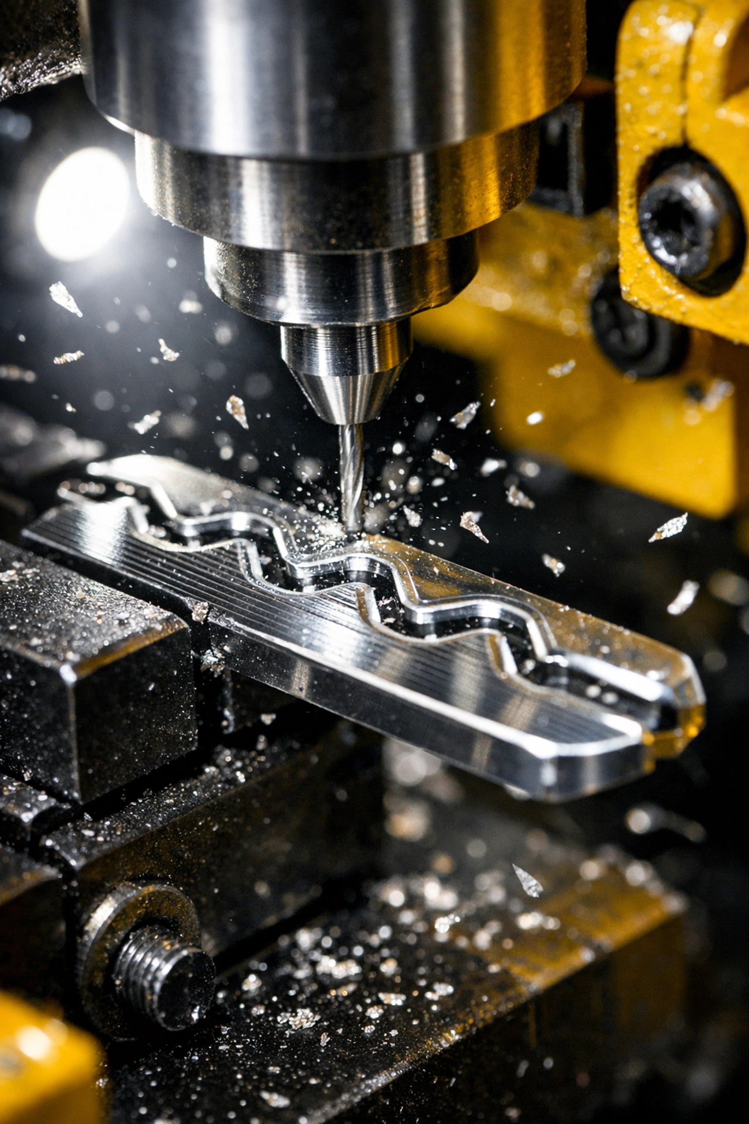 Close-up of a precision CNC machine cutting a high-security laser-cut spare key for a commercial van.