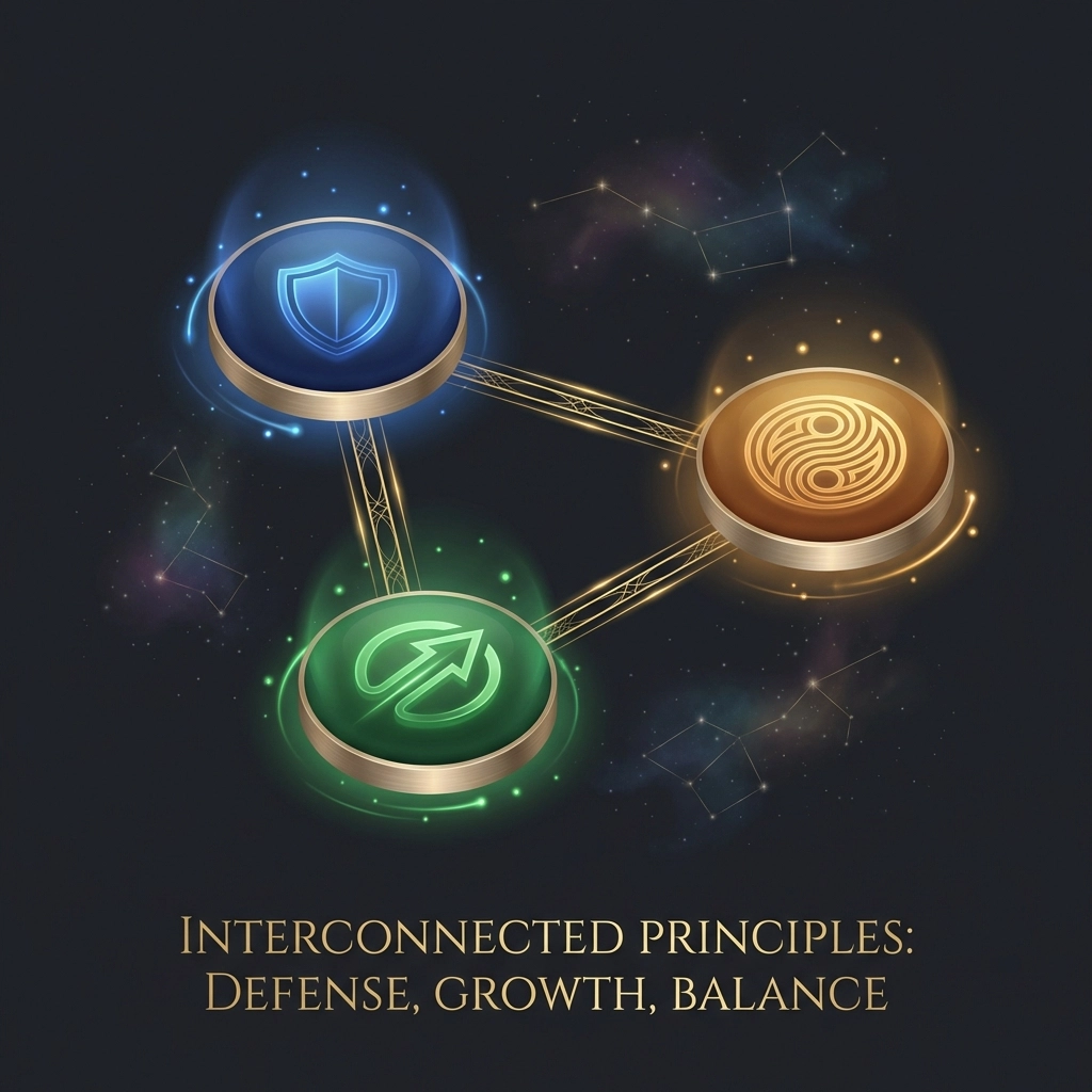 Infographic shows defensive, growth, and balanced strategies for alternative asset allocation