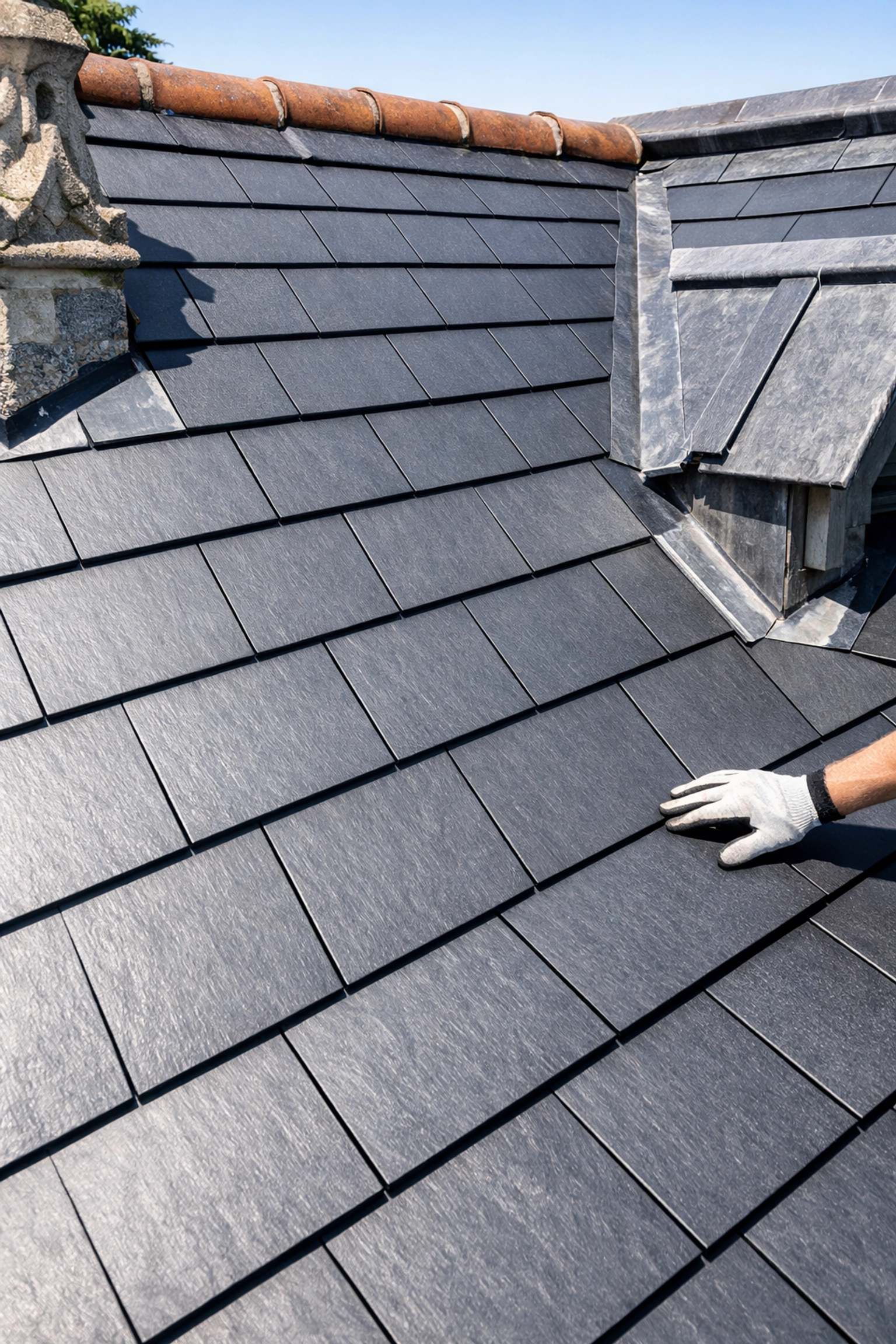 High-quality solar slates on a heritage roof, requiring accurate high value home insurance.