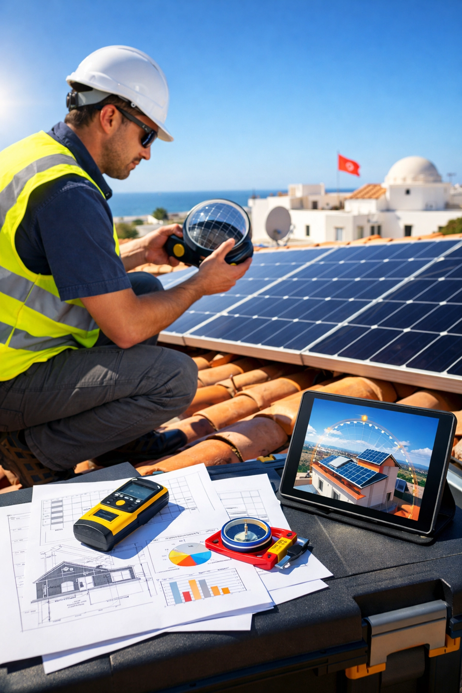 Étude technique professionnelle sur toiture pour dimensionnement optimal d'installation solaire