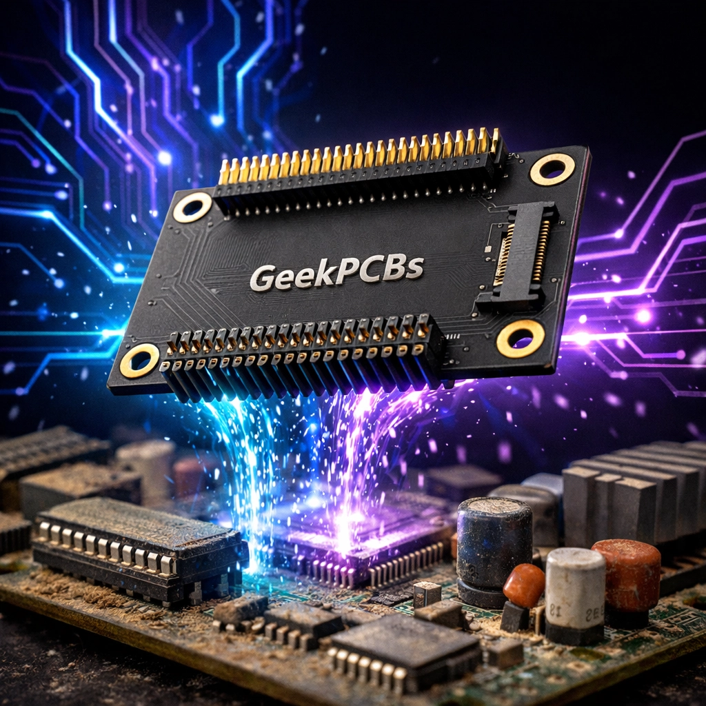 GeekPCBs EPROM adapter for arcade board repair showing a modern fix for vintage 2708 memory chips.