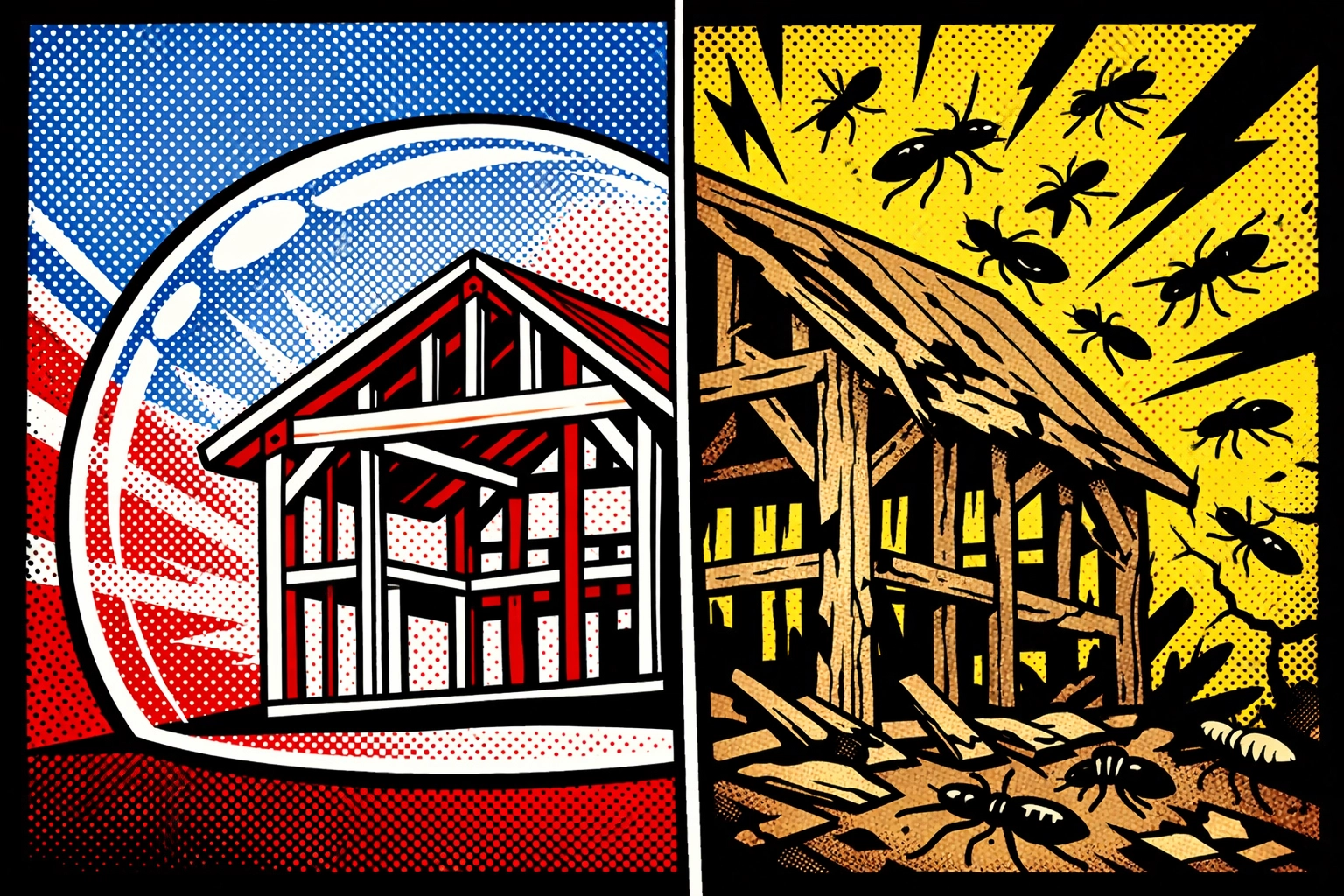 Comparison of home with termite protection bond versus home with termite damage