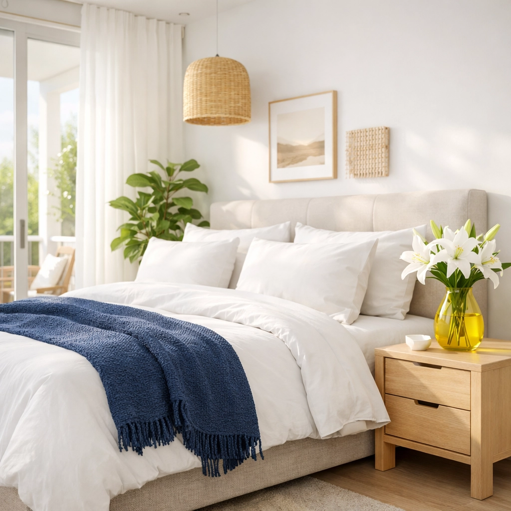 Eco-friendly green cleaning for a spotless and fresh master bedroom suite in a high-end Weston home.