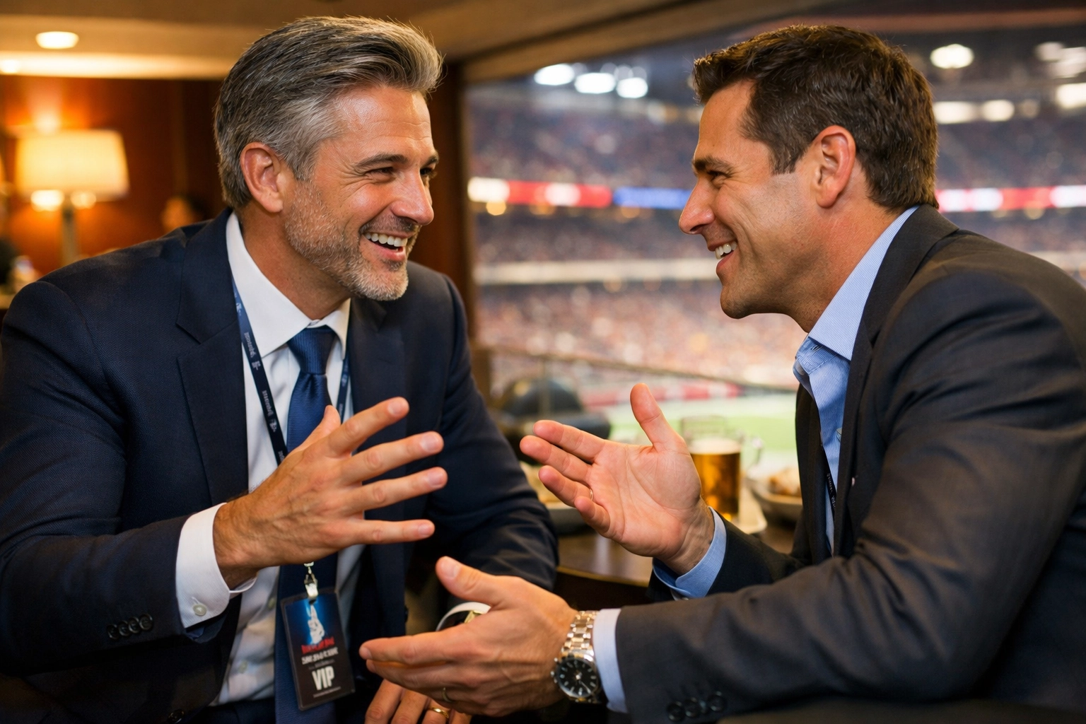 NEWSLETTER: Stop Losing Million-Dollar Deals at the Super Bowl: 5 Networking Strategies That Actually Work Business executives engaged in conversation at Super Bowl networking event discussing partnership opportunities
