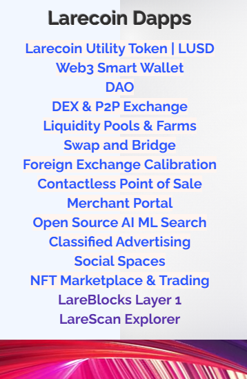 Larecoin decentralized applications