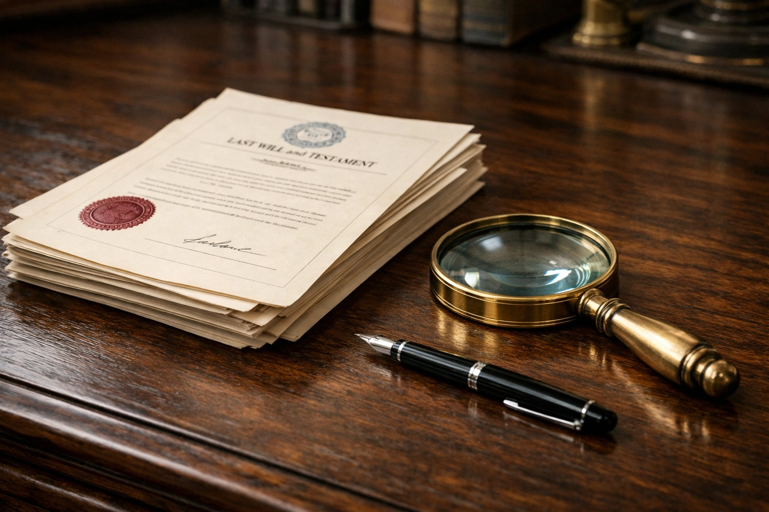 Probate legal documents on a desk to sell inherited property in Nashville TN.