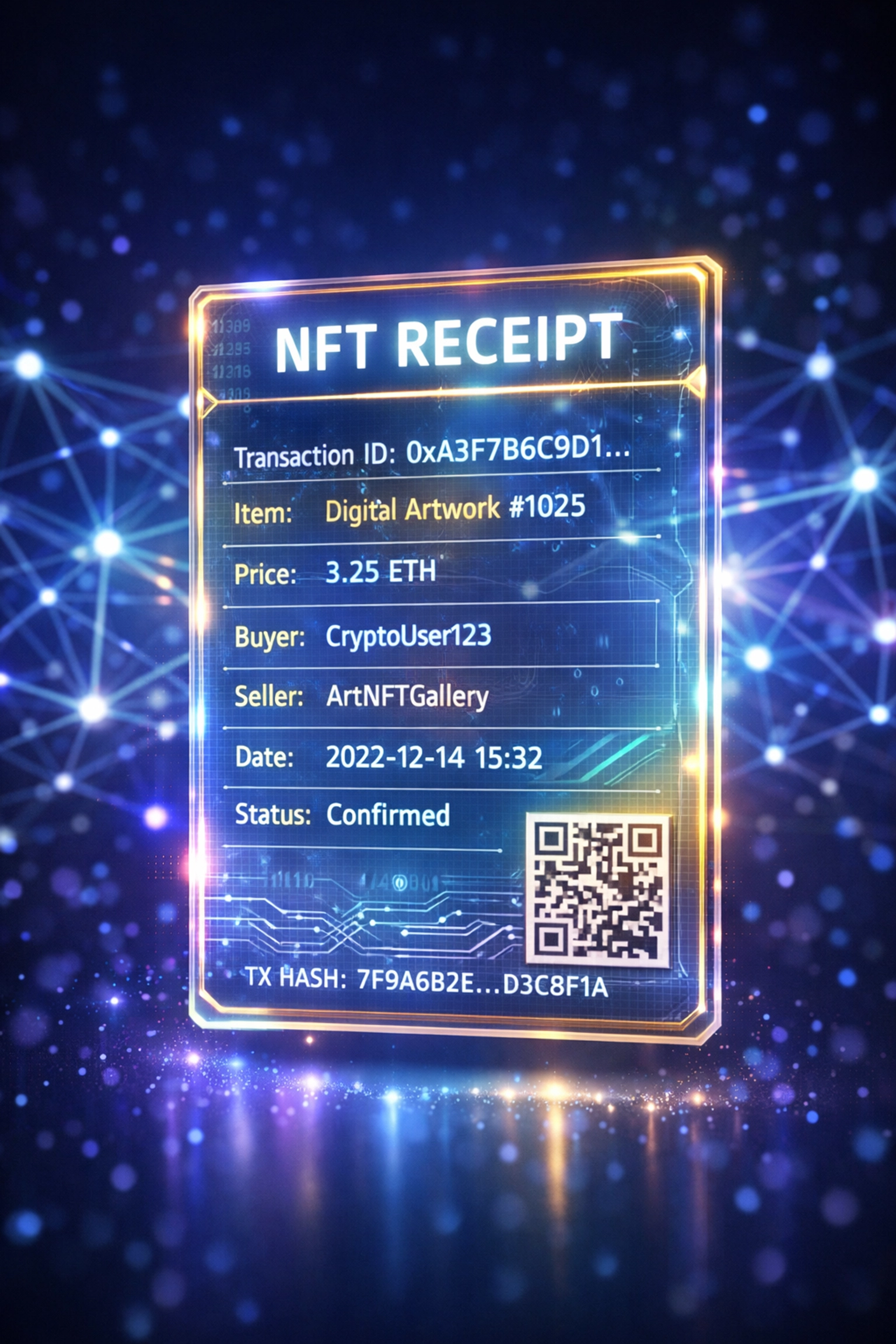 NFT receipt on blockchain with transaction data for automated Web3 accounting