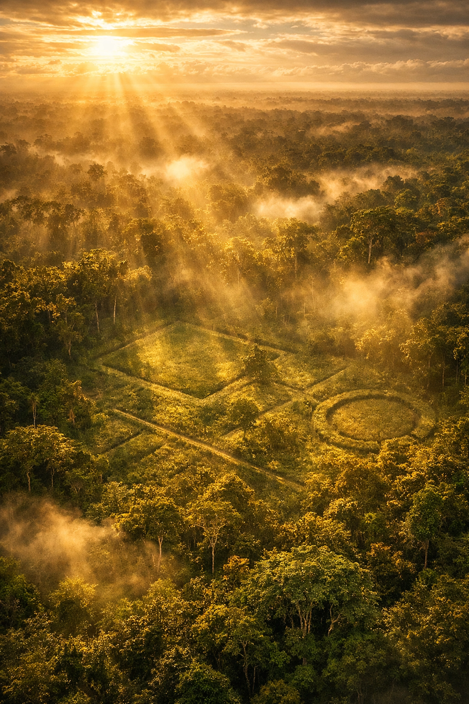Ancient Amazon rainforest concealing lost civilizations beneath dense canopy