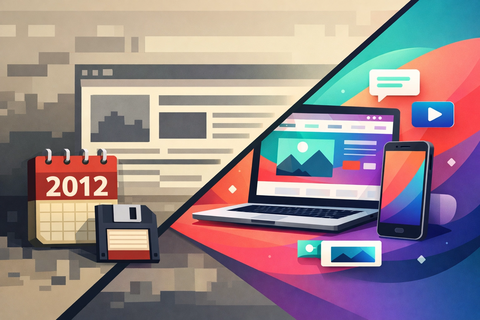 Outdated 2012 website design vs modern Chattanooga website design conversion optimization