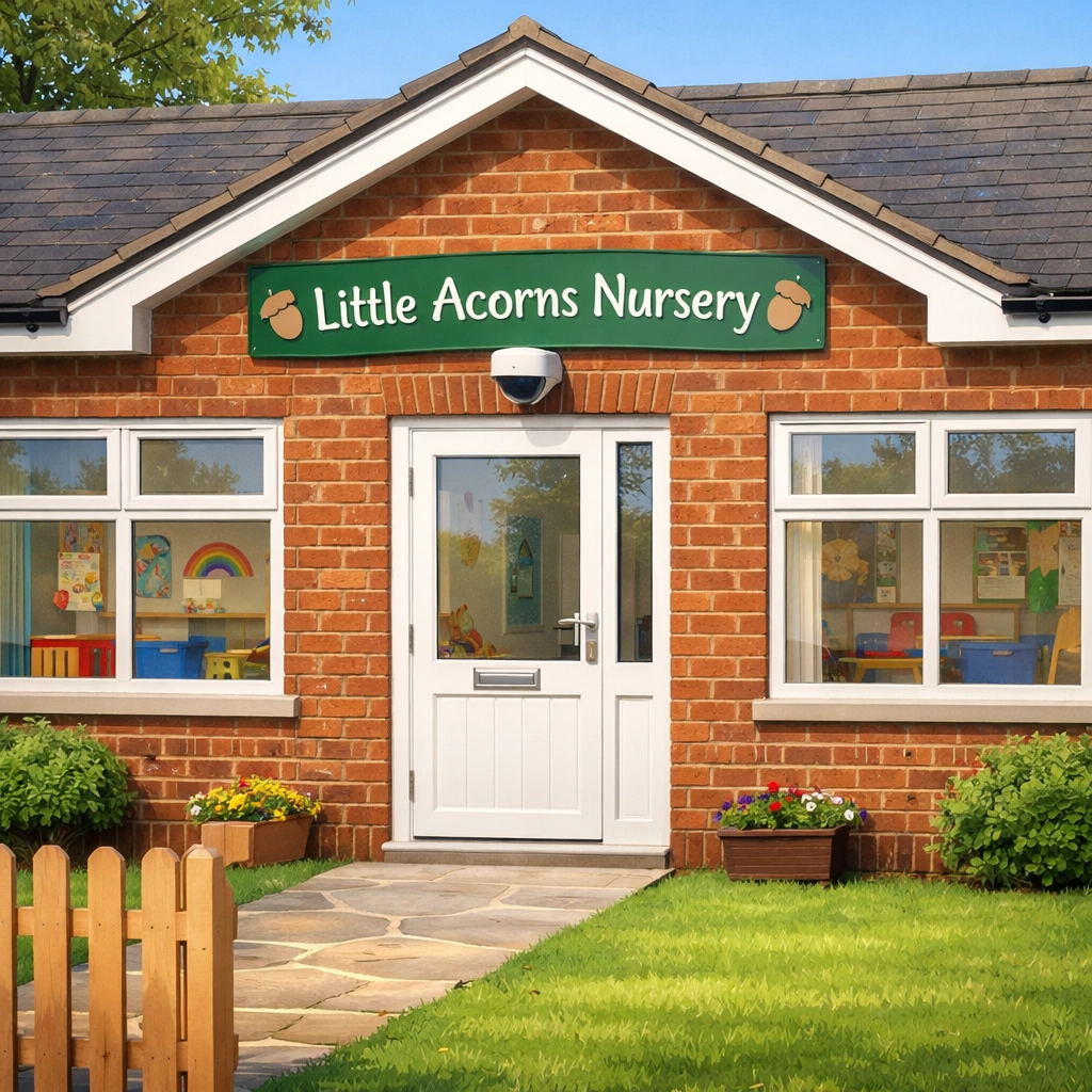 Professional CCTV installation at a Taunton nursery with a discreet dome camera for child safety.