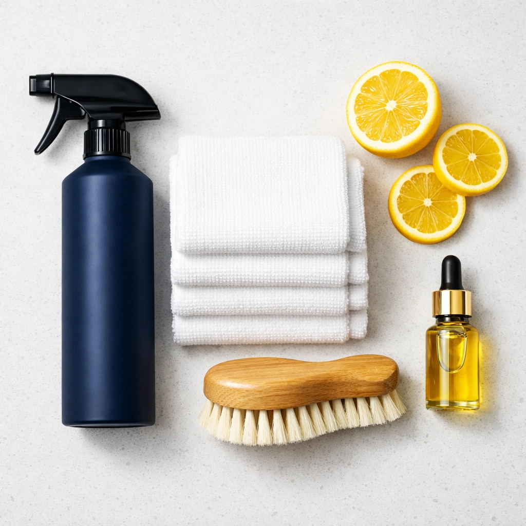 High-quality eco-friendly supplies ready for an efficient deep cleaning MA service.