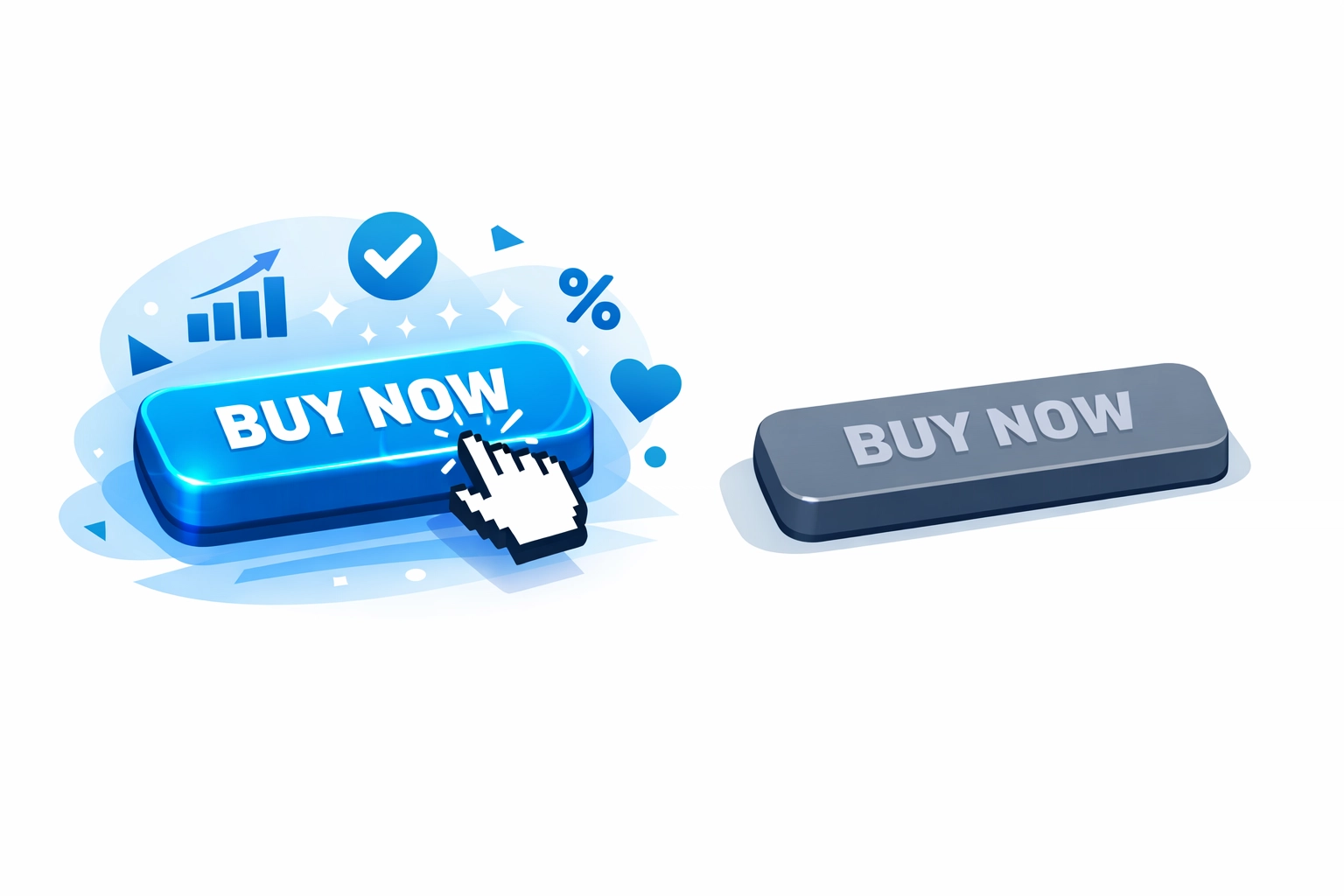 Effective call-to-action button design versus ignored CTA showing conversion optimization