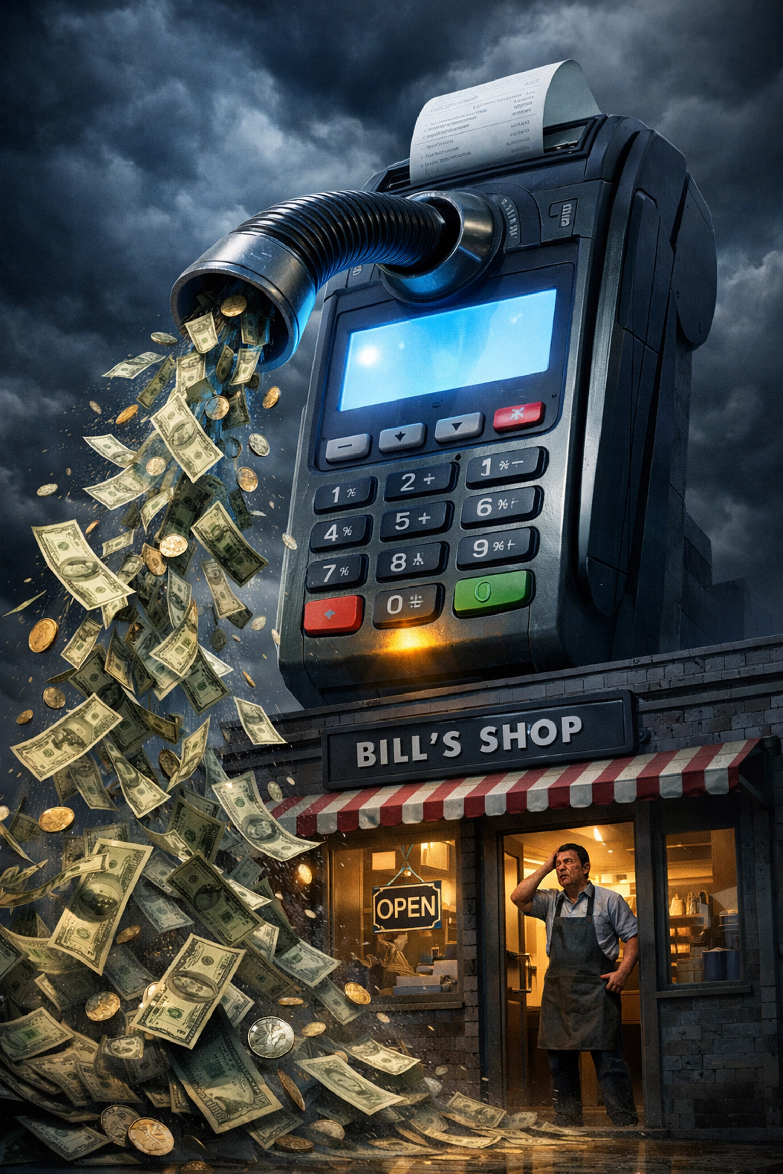 Traditional payment processor extracting fees from small business merchant