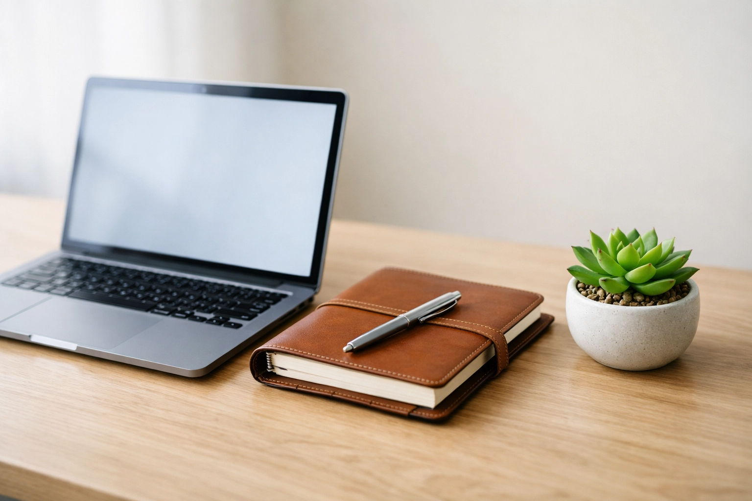 Modern office desk setup illustrating the overhead costs of in-house bookkeeping for startups.