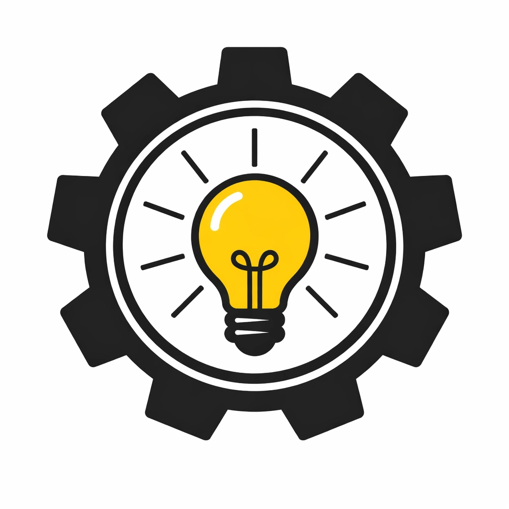 A glowing lightbulb inside a gear representing strategic fractional HR support and tech innovation.