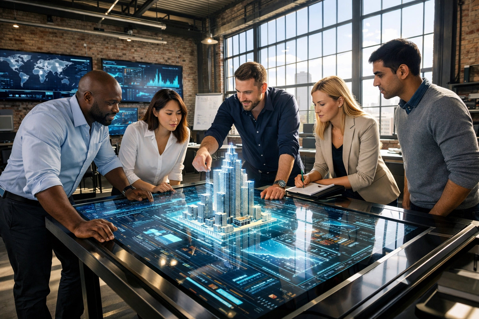 Professionals collaborating in a high-tech training hub as part of a career-ready infrastructure rollout.